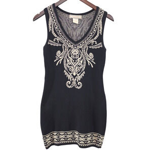 Flying Tomato Sweater Dress Womens Medium Black Knit Bodycon Geometric Mini